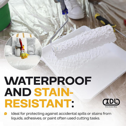 Plastic Sheeting 4 mil, 8' x 50' (400 sq. ft.) - Thick Semi-Clear Plastic Sheeting for Construction, Painting, Slide&Slip - LDPE Film Roll - Heavy Duty Thick Polyethylene Rolls by IDL Packaging