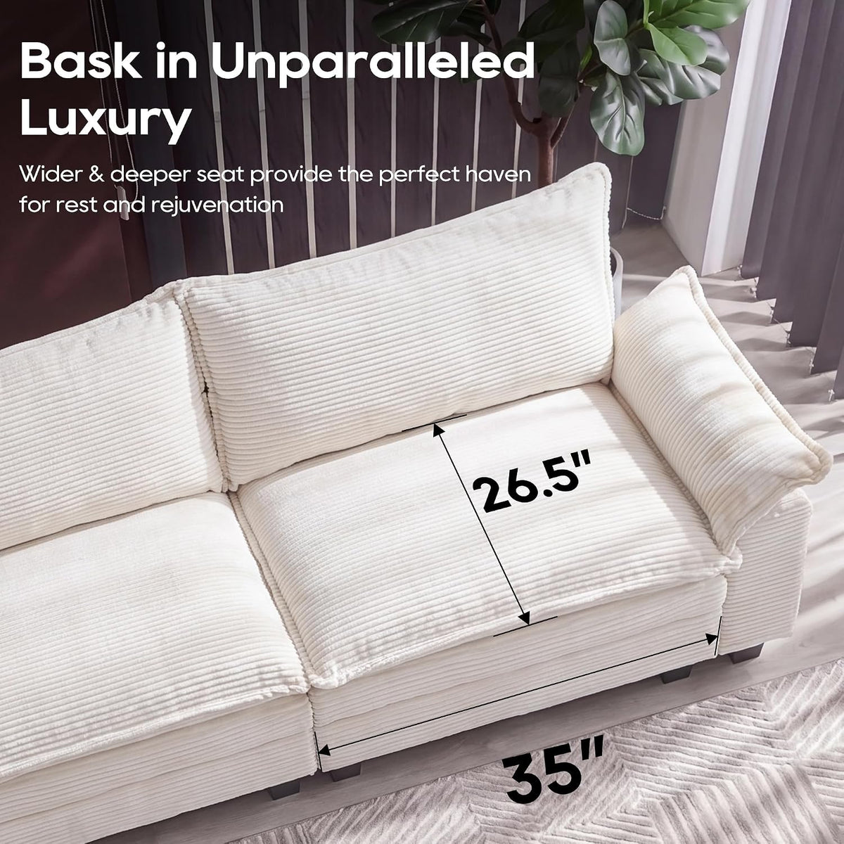 URRED Oversized Modular Sectional Sofa，Solid Beige：157" U Shaped | Modern Comfy Cloud Couch with Movable Ottoman and Pillow, Deep Seat Couches for Living Room, Bedroom or Apartment