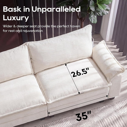 URRED Oversized Modular Sectional Sofa，Solid Beige：157" U Shaped | Modern Comfy Cloud Couch with Movable Ottoman and Pillow, Deep Seat Couches for Living Room, Bedroom or Apartment