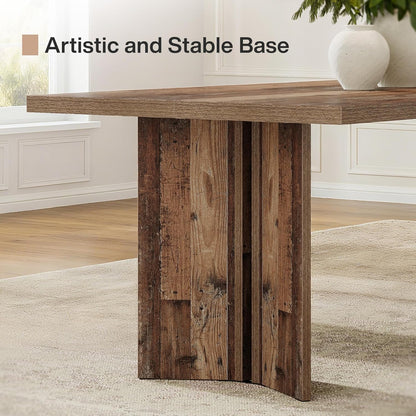 Tribesigns Farmhouse Dining Table for 4 to 6 People, 63-inch Rectangle Wooden Kitchen Table with Large Tabletop and Heavy Duty Legs for Dining Room,Kitchen, Distressed Brown