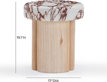 Tov Furniture Sheila Wood and Breccia Capraia Textured Concrete Side Table