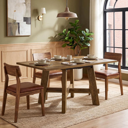Tribesigns 47-Inch Dining Table for 4, Farmhouse Kitchen Table with Sturdy Legs and Cross Brace, Small Dinner Tables for Living Room, Apartment, Dining Room, Brown