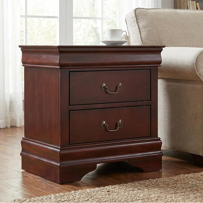 Signature Design by Ashley Alisdair 2 Drawer Nightstand, Reddish Brown | 21.63 in wide, Louis Philippe-style moulding, Metal slides beneath drawers, Antiqued bronze-tone pulls, Master bedroom use