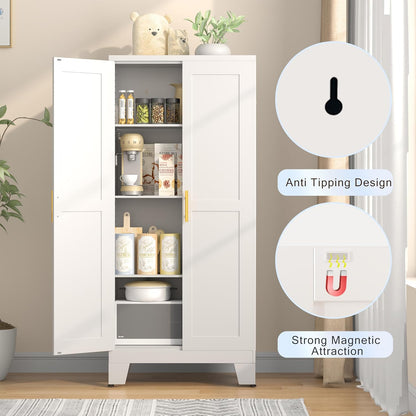 GAIOUS 61.02" Metal Pantry Cabinet, White Kitchen Pantry Storage Cabinets | with Adjustable Shelves and Feet, Pantry Storage Cabinet for Kitchen, Dining Room, Living Room, Bathroom, Linen Craft cabinet