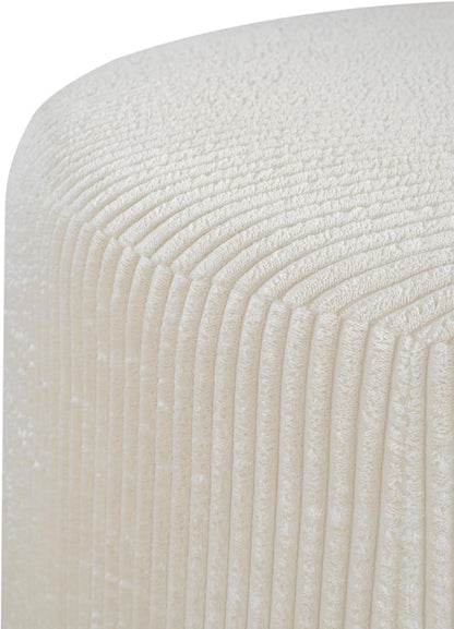 Merax 30.25" Modern Upholstered Round Corduroy Ottoman, Multifunctional Extra Seat, Side Table, Foot Rest, Stuffed Pouf Footstool for Living Room Bedroom, Beige