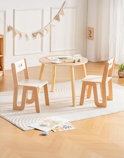 ROBUD Wooden Toddler Table and Chair Set, 2 Height Adjustable Toddler Chair Ages 3-8, Kids Desk for Classroom/Daycare/Home, Children Multi-Activity Table, WG425