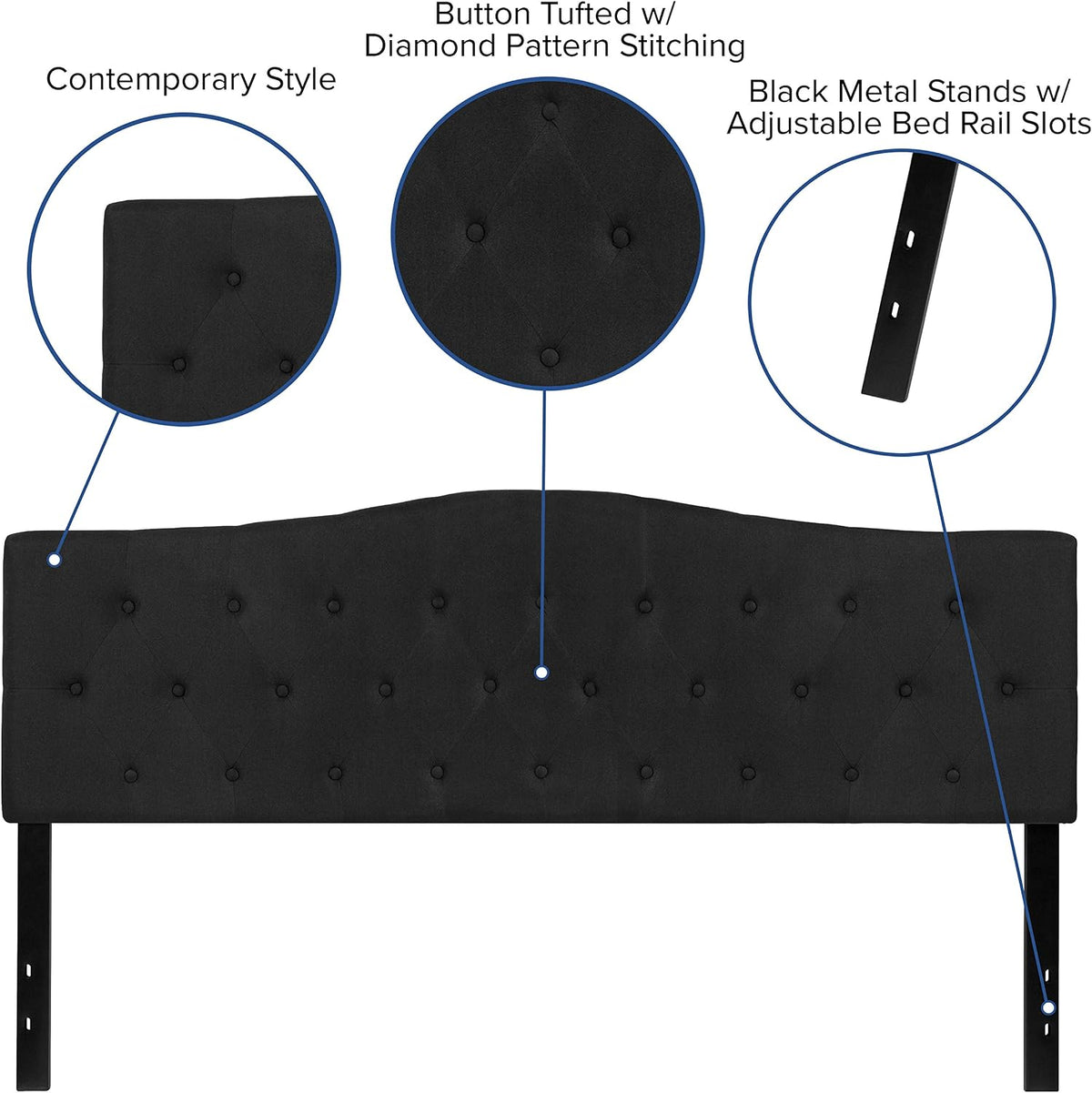 EMMA + OLIVER Black King Tufted Headboard