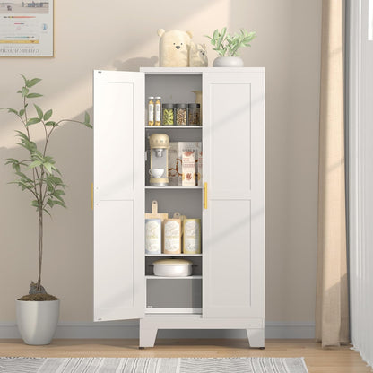 GAIOUS 61.02" Metal Pantry Cabinet, White Kitchen Pantry Storage Cabinets | with Adjustable Shelves and Feet, Pantry Storage Cabinet for Kitchen, Dining Room, Living Room, Bathroom, Linen Craft cabinet