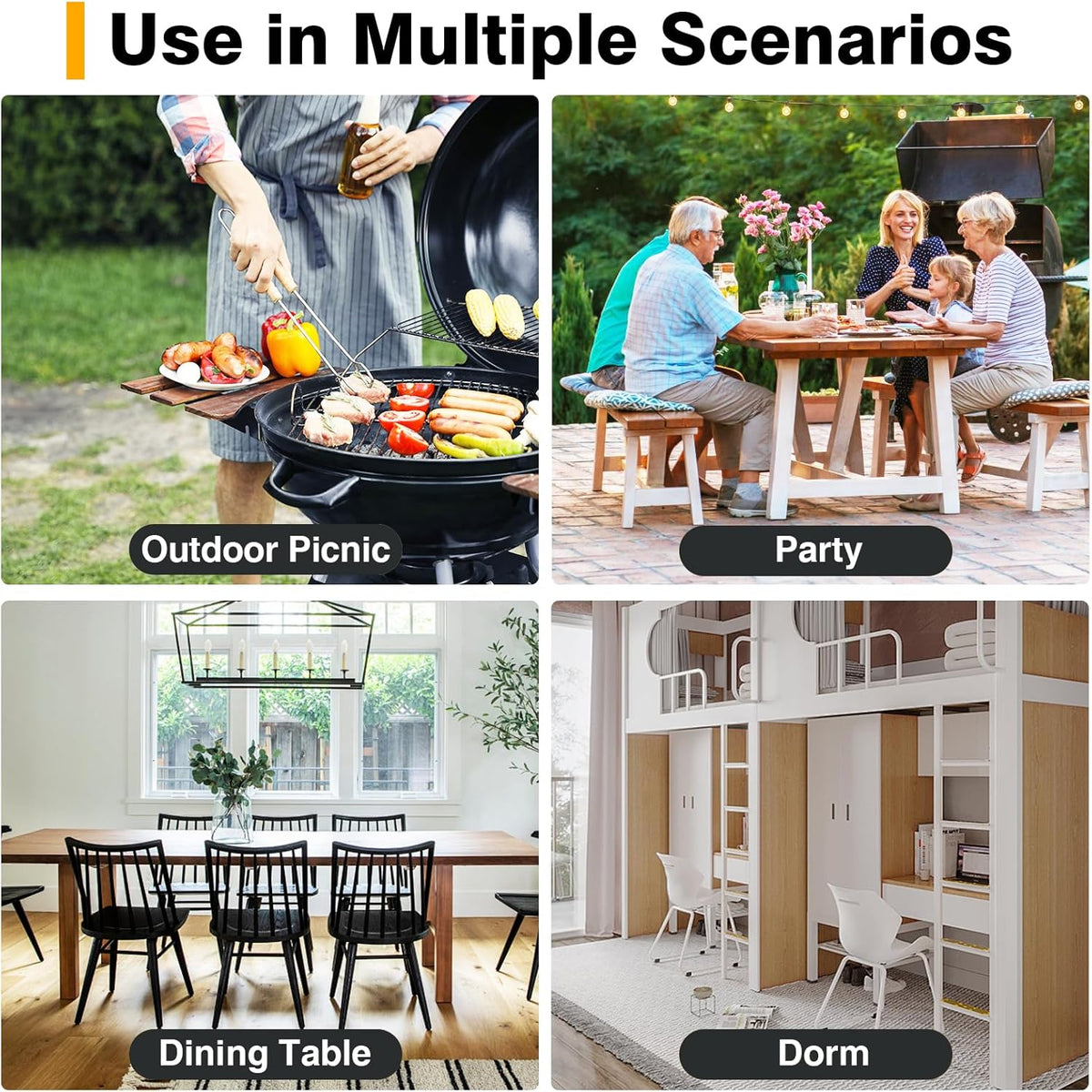 TAVR Furniture Portable Folding Chair with Handle, Heavy Duty Round Fold Stool Chair with 550lbs Capacity for Adults, 24 Inch Foldable Stool for Dorm, Kitchen, Vanity, Church and Outdoor use