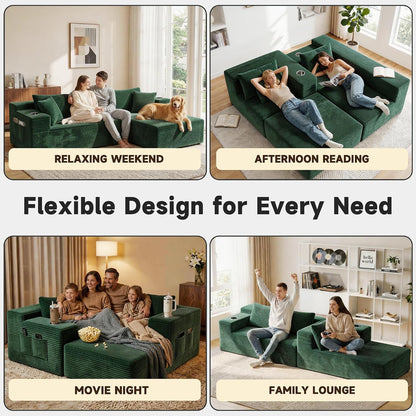 Bashaw 108" Cloud Sectional Couches Sofa with Chaise, Modular L-Shape Couch Deep Seat Memory Foam Compressed Sofa for Living Room