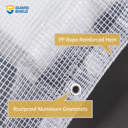 GUARD SHIELD Clear White Tarp Heavy Duty 12x16 Feet Waterproof for Greenhouse Outdoor Garden Poly Cover UV Resistant 3x3 Weave 10mil