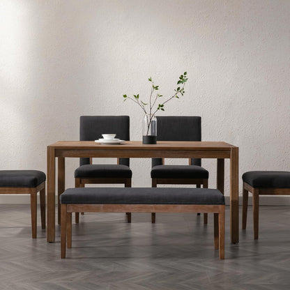 Linen Dining Bench Upholstered Entryway Bench Farmhouse Shoe Bench Seat Ottoman for Hallway Living Room Bedroom End of Bed Dining Room Kitchen, 45.5" Long, Charcoal