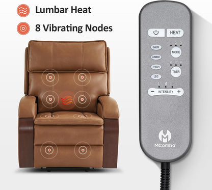 MCombo Power Lift Recliner Chair for Elderly with Power Headrest 7917 | Heat and Massage, Solid Wood Armrest, FSC Certified, USB&Type C Charging Port, Side Pockets, Faux Leather