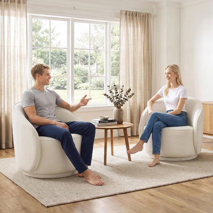 Swivel Accent Chairs Set of 2, 360° Comfy Barrel Swivel Club Armchair, Modern Reading Chair for Living Room, Bedroom, Office, Balcony, Entryway
