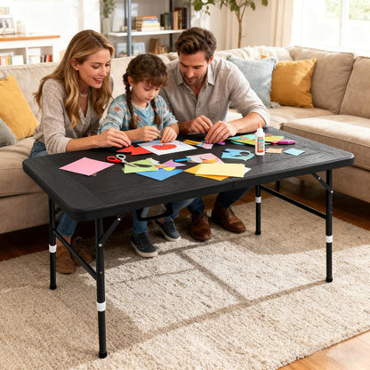 Folding Table, 4FT/6 FT Foldable Table with Carrying Handle, Steel Legs Heavy Duty Portable Utility Table for Party, Dining, Wedding, Events, Picnic Indoor, Outdoor, Camping