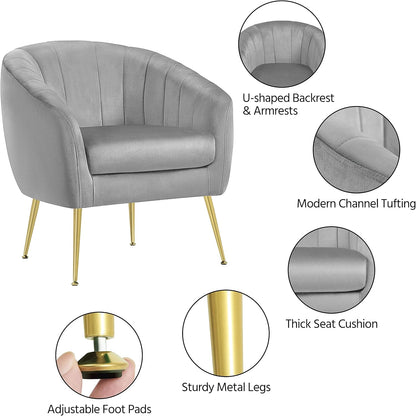 Yaheetech Barrel Accent Chairs Set of 2, Modern Cozy Vanity Chairs, Gray