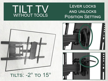ynVISION.DESIGN Heavy Duty Full Motion TV Wall Mount for 65-100" TVs, XXL | Extends up to 31.5in, tilt swivel leveling, max VESA 800x600, fits flat, LED, LCD, OLED, 4K TVs, Max 154 LBS