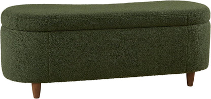 Bailey Boucle-Style Curved Storage Accent Bench