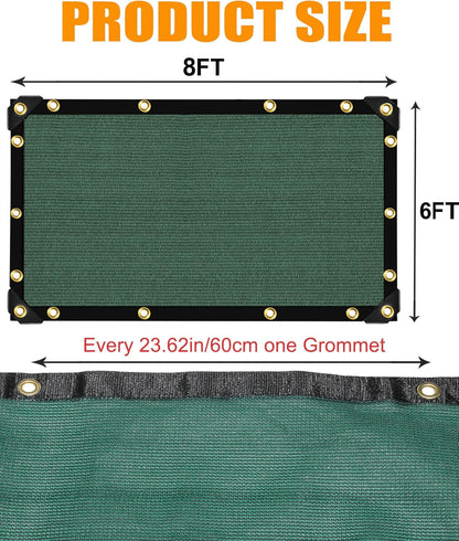 e.share 90% Heavy Duty Shade Cloth for Garden, 6 Ft X 8 Ft Sun Shades Outdoor Patio with Grommets for Plant Covers,Porch Screen,Pergola Shade Cover,Greenhouse,Green