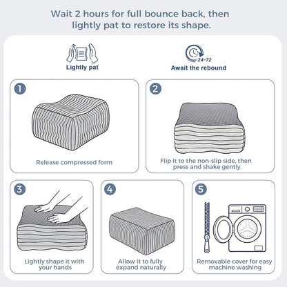Rectangular Pouf Ottoman, Foam-Filled Footrest, Dark Gray | Soft coral fleece, adjustable foam filling, hidden storage and a carry handle combine comfort with everyday convenience.