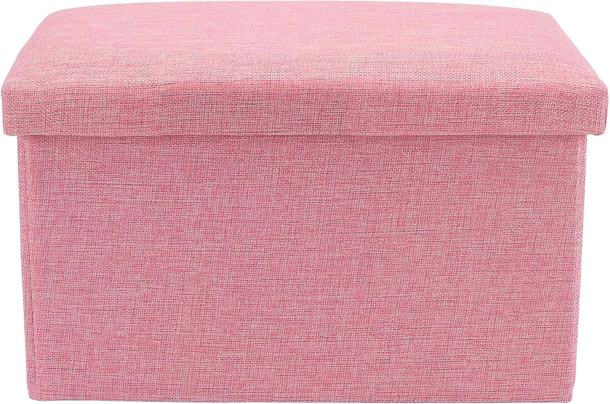 HOZEON 3 Pack 15.7 x 9.8 x 9.10 Inches Folding Storage Ottoman, Pink Rectangle Footrest Seat, Multifunctional Foot Stool for Living Room, Office, Traveling, Fishing, Camping