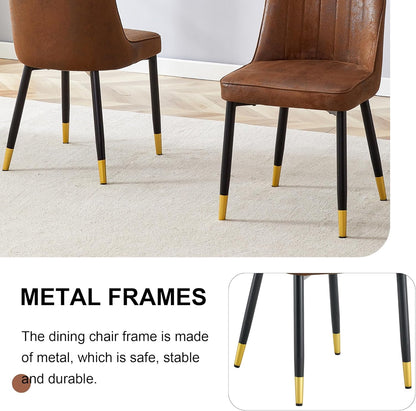Dining Chairs Set of 2，Modern Dining Chairs, Equipped with Suede Nap Leather Backrest Cushions and Metal Legs, Suitable for Restaurants, Kitchens, and Dining Room Chairs
