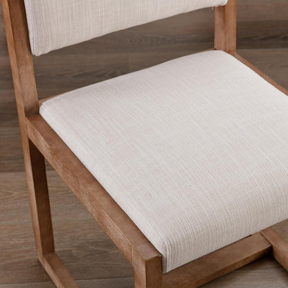 DUOMAY Upholstered Dining Chairs Set of 4, Mid-Century Modern Dining Room Chairs, Linen Fabric Kitchen Side Chairs with Wood Legs, Beige