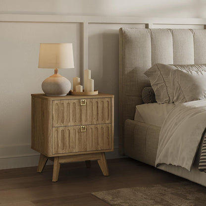 SICOTAS Nightstands Set of 2 with Drawers, 21" Wide Modern Bedside Tables