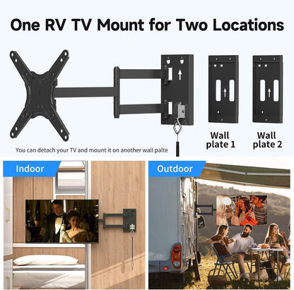 Suptek Lockable RV TV Mount for 13-43 Inch TVs | Full Motion Locking Wall Mount for Camper, Trailer, Motorhome, Boat, Truck, Indoor and Outdoor, VESA 200mm, Supports 44lbs, Model MA1342