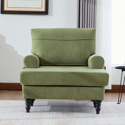 Eafurn 38" Modern Chaise Lounge Recliner Daybed Indoor, Comfy Chenille Upholstered Single Sofa Bed with Wodden Legs and Side Pockets, Deep Seat Sleeper Armchairs Couch for Living Room