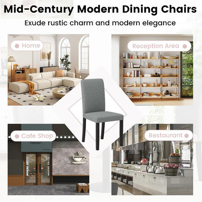 Giantex Upholstered Dining Chairs Set of 4, Mid-Century Modern Fabric Parson Chair w/Rubber Wood Legs, Thick Padded Seat, High Back, Armless Kitchen Side Chairs for Living Dining Room Restaurant