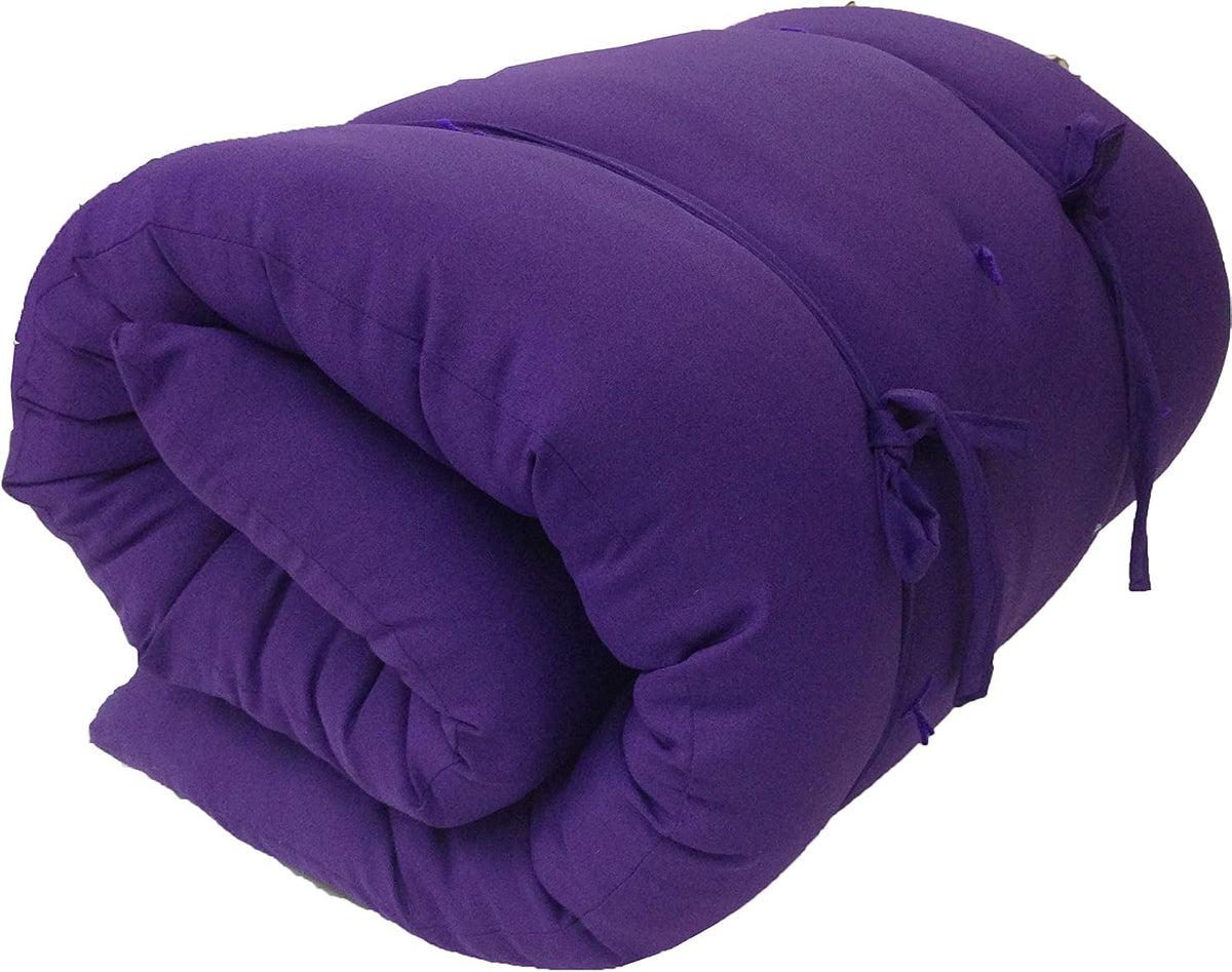 Purple Full Size Traditional Japanese Floor Futon Mattresses, Cotton Batting/Foam/Polyester Batting, Foldable Cushion Mats, Yoga, Meditaion 80 x 54 x 3