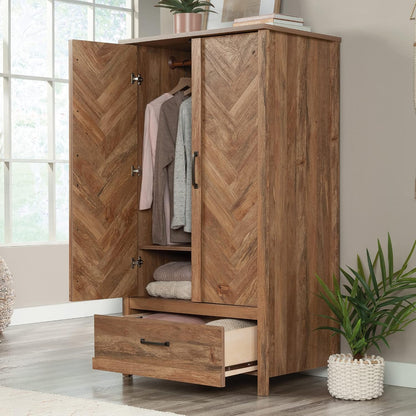 Sauder Cannery Bridge 32.36" W x 22.52" D x 59.80" H Armoire & Dresser in Sindoori Mango Finish with Garment Rod & 6 Drawers