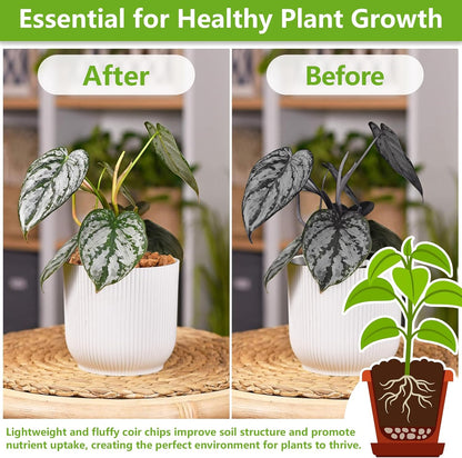 Legigo 8 Pack Coco Husk Chips- 8.8 LB 100% Organic Coconut Coir Chips Brick Potting Soil Mix with Low EC & PH Balance, Compressed Coconut Substrate Coco Chips Mulch Medium for Garden, Flowers, Plants