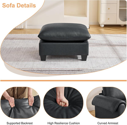 31.5" Faux Leather Large Square Ottoman, Oversized Upholstered Footrest for Living Room, Bedroom, Entryway, Black