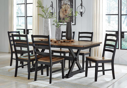 Signature Design by Ashley Wildenauer Dining Chairs Set of 2, Modern Ladderback Dining Chairs with Solid Wood Frame, Two-Tone Finish, Contoured Seat, Black/Brown | Solid wood frame, Mango veneer and MDF substrate seat, Modern ladderback, 250 lb capacity
