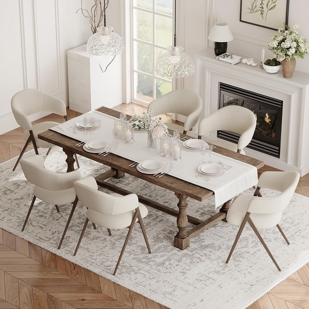 COLAMY Dining Chairs Set of 4, Modern Upholstered Dining Room Kitchen Chairs with Iron Legs, Open Back and Padded Seat, for Living Room/Restaurant/Cafe, Beige