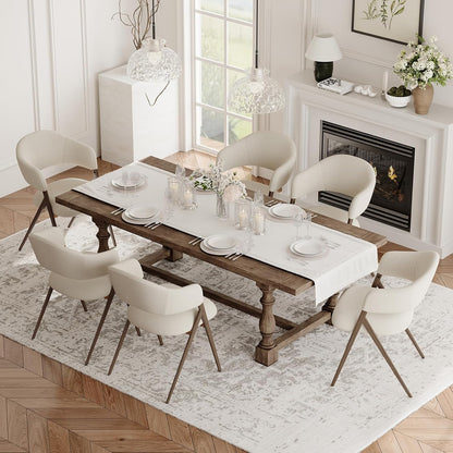 COLAMY Modern Dining Chairs Set of 6, Upholstered Fabric Dining Room Kitchen Island Dinner Chairs with Iron Legs, Open Back and Padded Seat for Living Room/Bedroom/Restaurant/Cafe, Beige