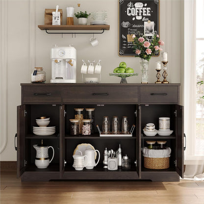 HOSTACK Kitchen Buffet Sideboard Storage Cabinet, Coffee Bar Cabinet, Brown