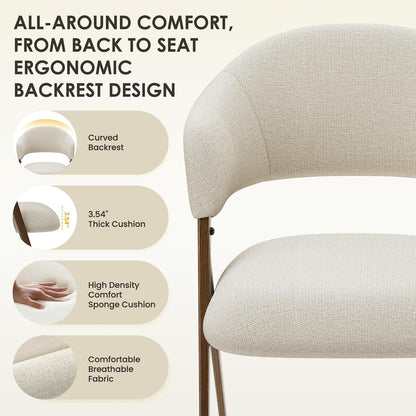 COLAMY Modern Dining Chairs Set of 6, Upholstered Fabric Dining Room Kitchen Island Dinner Chairs with Iron Legs, Open Back and Padded Seat for Living Room/Bedroom/Restaurant/Cafe, Beige