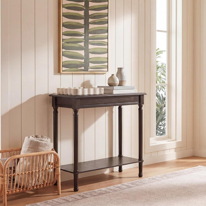 SAFAVIEH Furniture - Tinsley Rectangle Console Table - Dark Chocolate - Solid Wood - Farmhouse Turned-Leg Design - Ideal for Entryway, Living Room, Hallway, 28" W x 11.75" D x 28" H (CNS5724D)