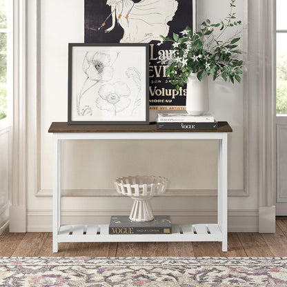 ChooChoo Farmhouse Console Table, Narrow Sofa Table for Entryway, 40 Inch | Rustic Entryway Table for Living Room, Hallway, White
