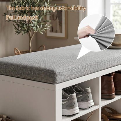 Shoe Storage Bench with Cushion Shoe Rack for Entryway 16 Cubby Multifunctional Organizer Bench Entryway with Soft Sponge Cushion for Hallway Living Room Bedroom (White & Light Gray)