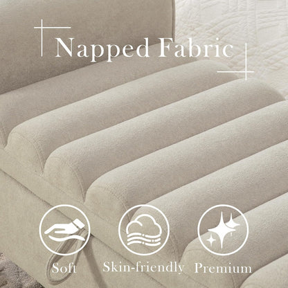 Aoiy & Wifon 65.55" W Large Storage Ottoman Bench, King Size End of Bed Storage Bench with Wood Legs, Upholstered Window Bench for Bedroom, Living Room, Entryway, Griege