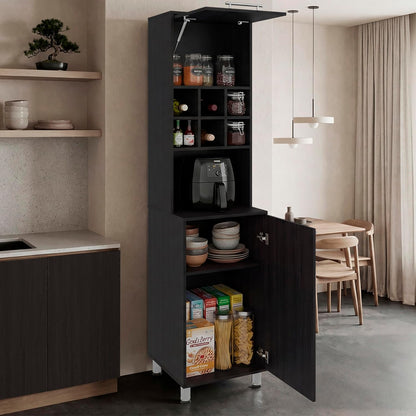 Attica Tall Kitchen Pantry Cabinet, 80.3" High Freestanding Double Door Storage Cabinet with 6 Cubbies and 4 Shelves, Modern Large Kitchen Storage Cabinet for Kitchen and Dining Room, Dark Brown