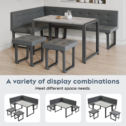 Brafab Corner Dining Table Set, 70 Inch Breakfast Nook Table Set with Upholstered Banquette, 5-Piece Corner Bench Dining Table Set, Grey