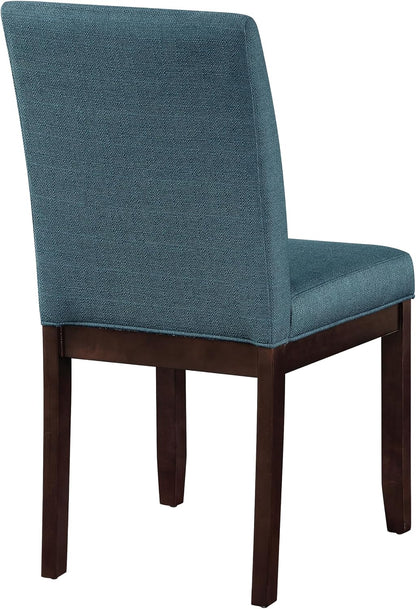 OSP Home Furnishings Dakota Upholstered Parsons Dining Chair with Espresso Finish Wood Legs, Azure Blue Fabric