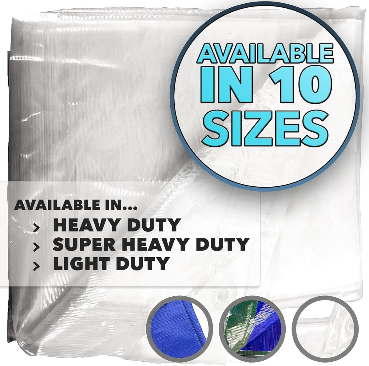 QUEEN OF TARPS | 10x12 Light Duty Tarp Waterproof, 70 GSM is 7 MIL, UV/Tear Resistant Tarp, Camping, Outdoor Furniture, Car, Tents, Painting, Firewood Protection | 10x12, Light Duty