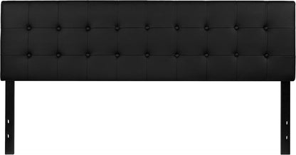 EMMA + OLIVER Black King Button Tufted Headboard