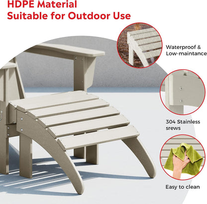 Costaelm Adirondack Chair Footrest Foldable Ottoman, Folding Ottoman Outdoor Foot Rest for Patio Waterproof, Adirondack Ottoman Outdoor, Sand